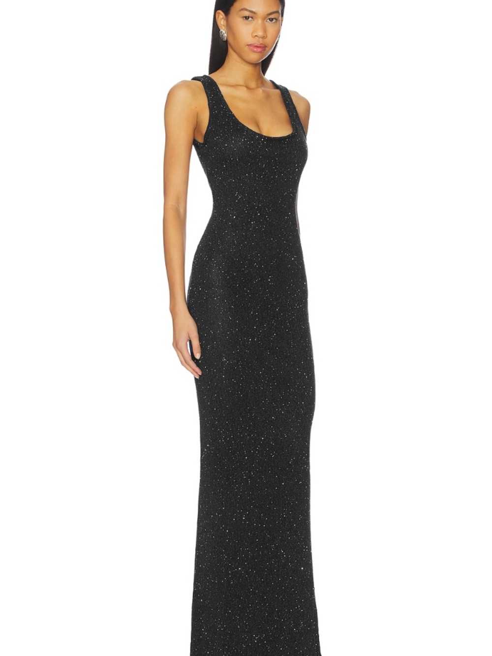 Asta Resort Sheer Black Sequin Maxi Dress New with Tags - Picture 2 of 3